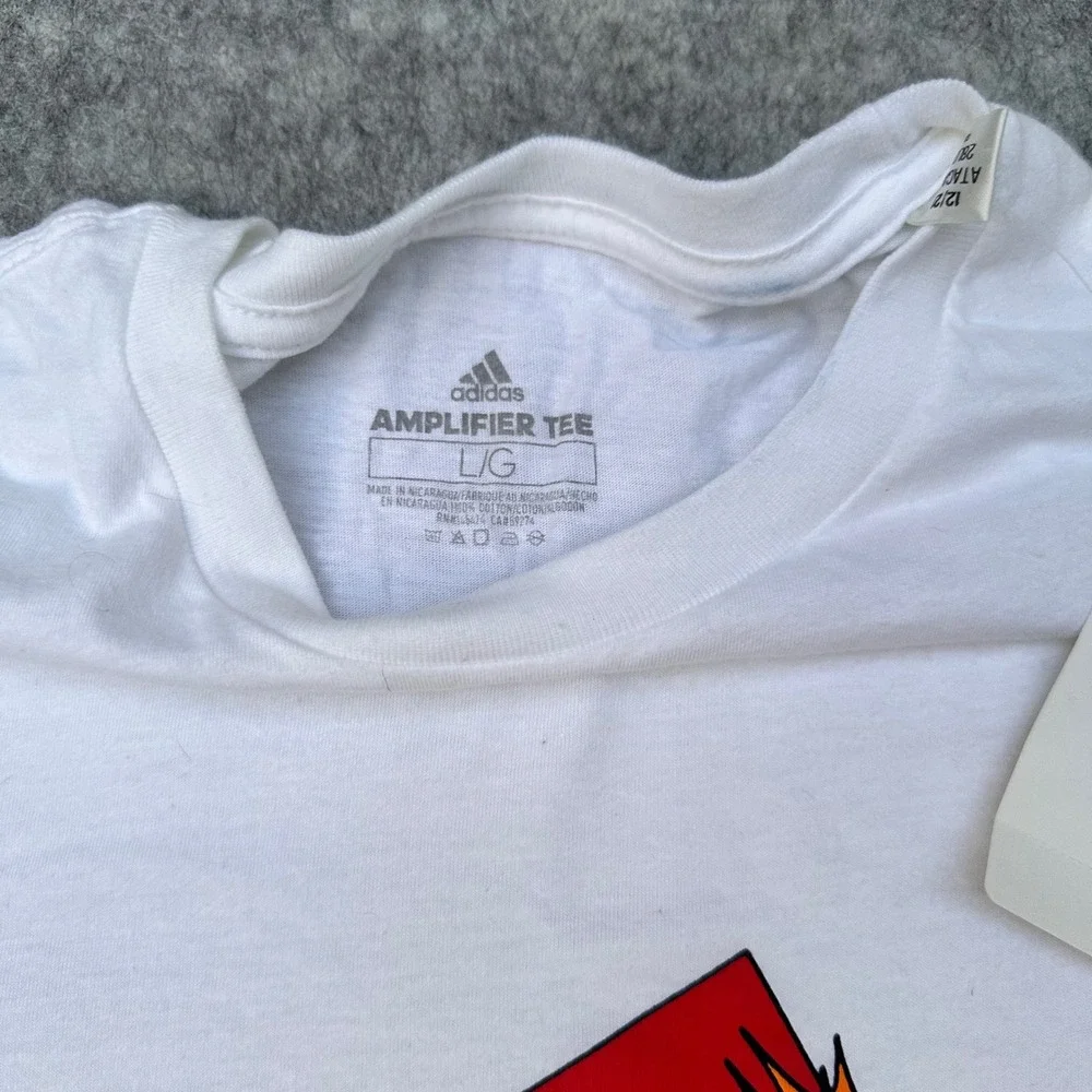 Adidas Mens Amplifier Tee White Multi Color Graphic Logo T-Shirt HE4885 L